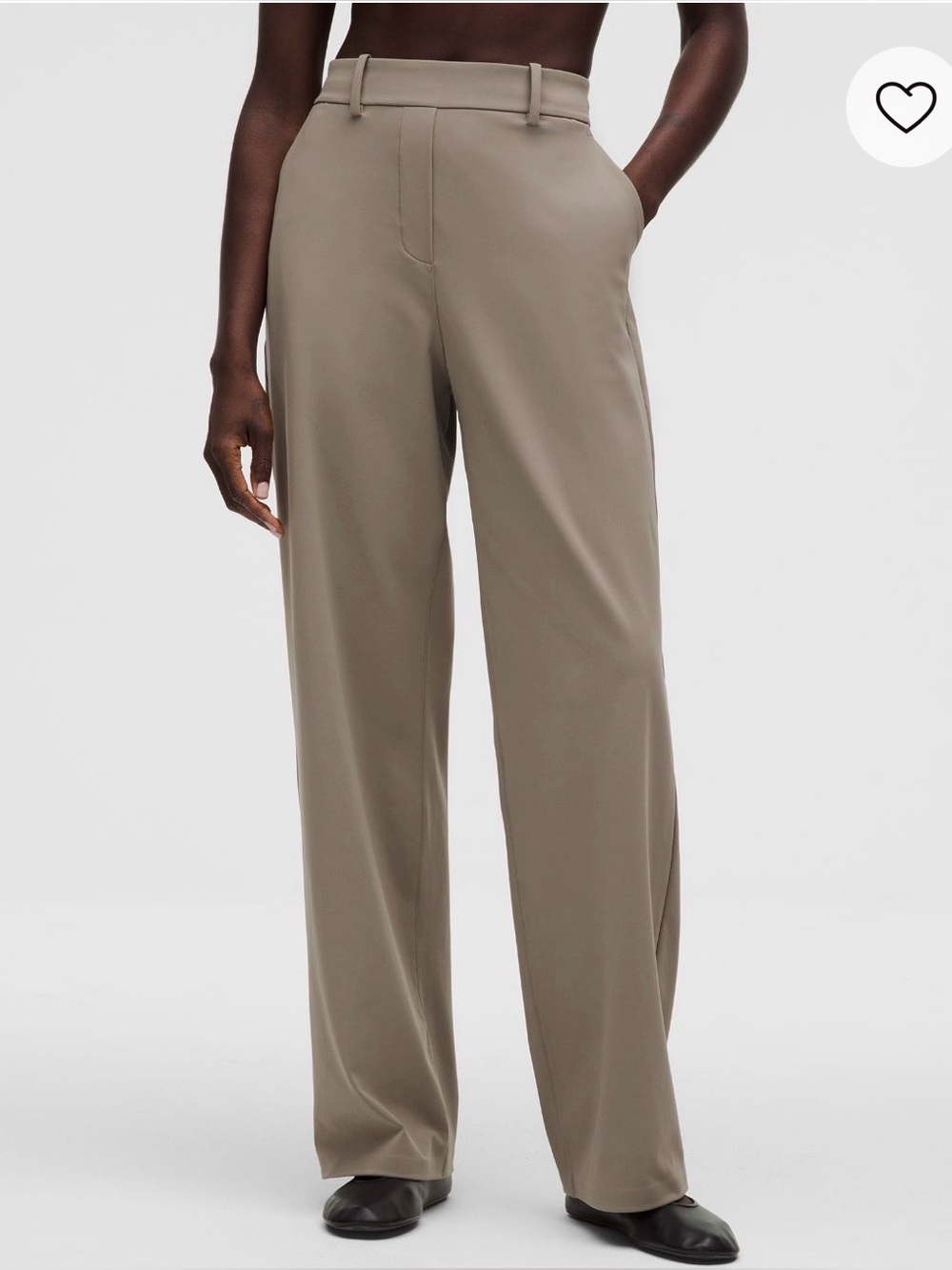Lululemon day drift high rise, straight leg trouser in warm ash grey
